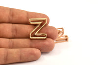 Rose Gold Z Letter, 2 Rose Gold Plated Z Letter, Initials, Uppercase, Letter Initial Pendant for Personalised Necklaces