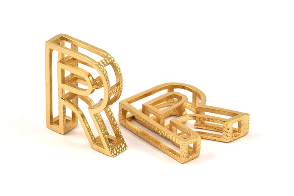 Gold R Letter, 2 Gold Plated R Letter, Initials, Uppercase, Letter Initial Pendant for Personalised Necklaces