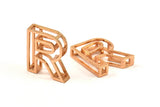 Rose Gold R Letter, 2 Rose Gold Plated R Letter, Initials, Uppercase, Letter Initial Pendant for Personalised Necklaces