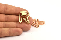 Rose Gold R Letter, 2 Rose Gold Plated R Letter, Initials, Uppercase, Letter Initial Pendant for Personalised Necklaces