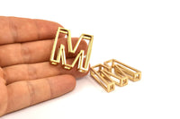 Gold M Letter, 2 Gold Plated M Letter, Initials, Uppercase, Letter Initial Pendant for Personalised Necklaces