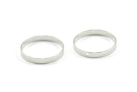 Silver Circle Connector, 6 Silver Tone Circle Connectors With 1 Hole (30x4mm) BS 2423