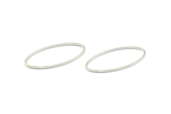 Silver Oval Connectors, 25 Silver Tone Oval Connectors, Rings, Findings (30x15x0.80mm) BS 2426
