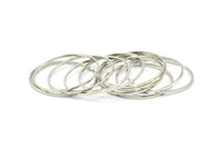 Silver Circle Connector, 25 Silver Tone Circle Connectors, Rings, Findings (25x0.80mm) BS 2415 D0390