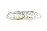 Silver Circle Connector, 12 Silver Tone Circle Connectors (70x1mm) D1287