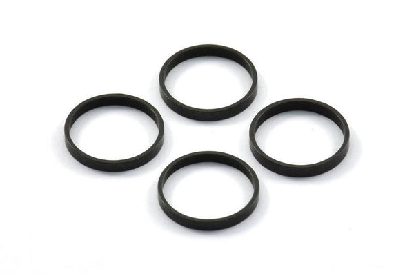 Black Circle Connectors, 25 Oxidized Brass Black Circle Connectors (16x0.8x2mm) D0308 S243