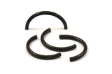 Black Noodle Tubes, 6 Black Oxidized Brass Semi Circle Curved Tube Beads (4x45mm) D0264 S386