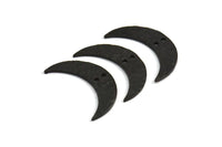 Black Moon Pendant, 2 Oxidized Brass Hammered Moons with 2 Holes (30x8x1.2mm) N0387 S431