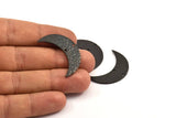 Hammered Black Moon, 2 Oxidized Brass Hammered Moons with 2 Holes (35x11x1.5mm) N0211 S430