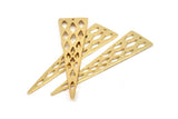 Diamond Textured Triangle, 2 Gold Plated Triangles with Diamond Textured Charms With 1 Hole, Earring Finding (59x14x1mm) N0131 Q0254