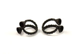 Black Spiral Ring Setting - 2 Oxidized Brass Adjustable Boho Spiral Ring Settings - Glue On Glass-stone N0381 S530