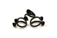 Black Spiral Ring Setting - 2 Oxidized Brass Adjustable Boho Spiral Ring Settings - Glue On Glass-stone N0381 S530