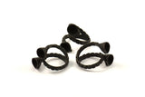 Black Spiral Ring Setting - 1 Oxidized Brass Adjustable Boho Spiral Ring Settings - Glue On Glass-stone N0381 S530