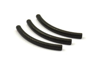 Black Textured Curved Tubes, 10 Black Oxidized Brass Textured Curved Tubes (4x45) Bs 1634 S435