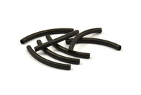 Black Textured Curved Tubes, 10 Black Oxidized Brass Textured Curved Tubes (4x45) Bs 1634 S435