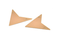 Rose Gold Triangle Pendant, 2 Rose Gold Plated Triangle Pendant With 2 Holes (33x33x33mm) Brass 045 A0114 Q0266