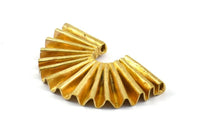 Paper Rosette Pendant, 1 Raw Brass Paper Rosette Shaped Semi Circle Pendant With 2 Holes (40x26x4.5x0.6mm) U085