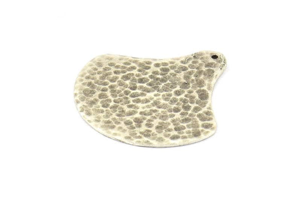 Hammered Bar Pendant, 2 Antique Silver Plated Hammered Geometric Earring Drops with 1 Hole (40x40mm) N0249 H0250