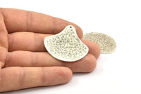 Hammered Bar Pendant, 2 Antique Silver Plated Hammered Geometric Earring Drops with 1 Hole (40x40mm) N0249 H0250