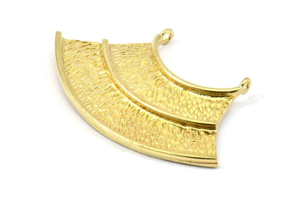 Brass Channel Pendant, 2 Raw Brass Channel Pendants with 2 Loops (48x21x1mm) U088