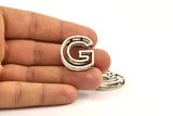 Silver G Letter, 2 Antique Silver Plated G Letter, Initials, Uppercase, Letter Initial Pendant for Personalised Necklaces