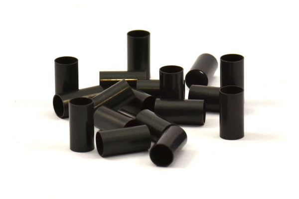 Black Round Tubes, 25 Oxidized Brass Tubes (5x10mm) Bs 1461