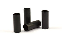 Black Round Tubes, 6 Oxidized Brass Tubes (10x25mm) Bs 1557 S038