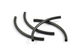 Black Noodle Tubes, 5 Oxidized Brass Black Curved Tube Findings (55x3mm) Brc259 S248