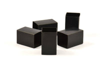Black Square Tubes, 6 Oxidized Brass Square Tubes (16x25mm) Bs 1525