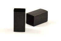 Black Square Tubes, 6 Oxidized Brass Square Tubes (14x25mm) Bs 1522
