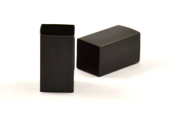 Black Square Tubes, 6 Oxidized Brass Square Tubes (14x25mm) Bs 1522 S079