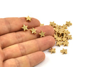 Gold Star Bead, 12 Gold Plated Brass Star Spacer Beads, Spacer Charms, Star Charms (8x2.6mm) D0126
