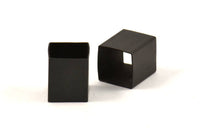 Black Square Tubes, 12 Oxidized Brass Square Tubes (10x12mm) Bs 1506