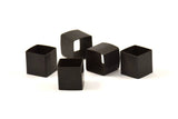 Black Square Tubes, 6 Oxidized Brass Huge Square Tubes (12x12mm) Bs 1515 S107