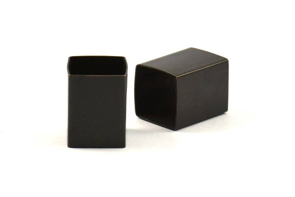 Black Square Tubes, 6 Oxidized Brass Square Tubes (12x16mm) Bs 1516 S074