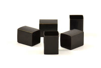 Black Square Tubes, 6 Oxidized Brass Square Tubes (12x16mm) Bs 1516
