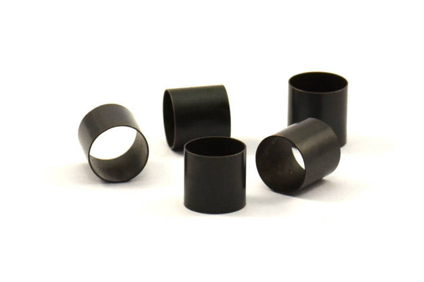 Black Tube Beads - 12 Oxidized Brass Tubes (8x8mm) Bs 1540
