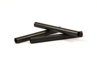 Black Tube Beads - 6 Oxidized Brass Tubes (6x60mm) Bs 1537