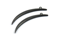 Black Crescent, 2 Oxidized Brass Black Textured Wide Crescent Moon Necklace Pendants, Charms (54x4.5x2.7mm) N0171 S252