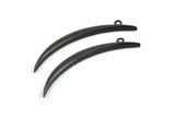 Black Crescent, 2 Oxidized Brass Black Textured Wide Crescent Moon Necklace Pendants, Charms (54x4.5x2.7mm) N0171 S252