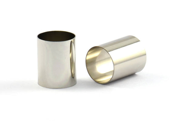 Silver Brass Tube, 3  Nickel Free Plated Silver Tone Brass Tube Beads (16x20mm) Bs 1489 H0334