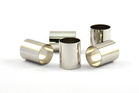 Silver Brass Tube, 3  Nickel Free Plated Silver Tone Brass Tube Beads (16x20mm) Bs 1489 H0334