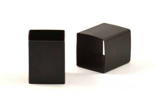 Black Square Tubes, 6 Oxidized Brass Square Tubes (16x20mm) Bs 1524 S076