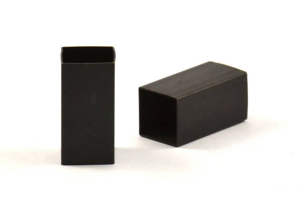 Black Square Tubes, 6 Oxidized Brass Square Tubes (10x20mm) Bs 1508 S108