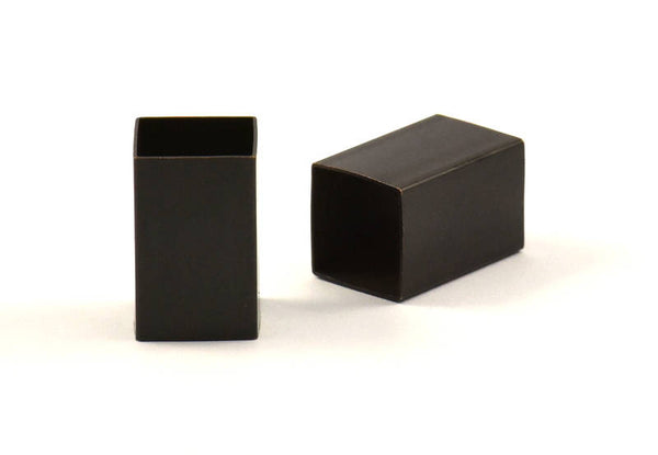 Black Square Tubes, 12 Oxidized Brass Square Tubes (10x16mm) Bs 1507 S057