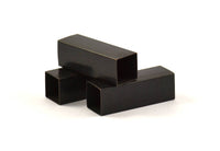 Black Square Tubes, 6 Oxidized Brass Square Tubes (10x30mm) Bs 1509