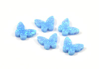 Opal Butterfly Beads, 1 Synthetic Light Blue Opal Beads,Tiny Butterfly Bead, Butterfly Charm, Exotic Beads (11x10mm)