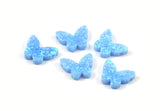Opal Butterfly Beads, 1 Synthetic Light Blue Opal Beads,Tiny Butterfly Bead, Butterfly Charm, Exotic Beads (11x10mm) F076