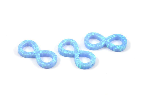 Blue Opal Infinity Beads, 1 Synthetic Opal Light Blue Infinity Bead (9x19mm) F060