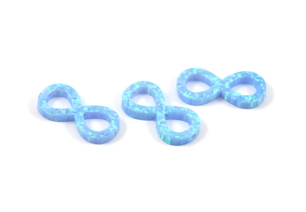 Blue Opal Infinity Beads, 1 Synthetic Opal Light Blue Infinity Bead (9x19mm)